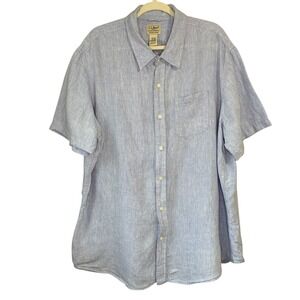 L. L. Bean blue linen short sleeve‎ button down shirt. Size XXL-Reg
